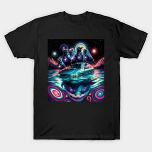 90's style crows laughing shark underneath car T-Shirt